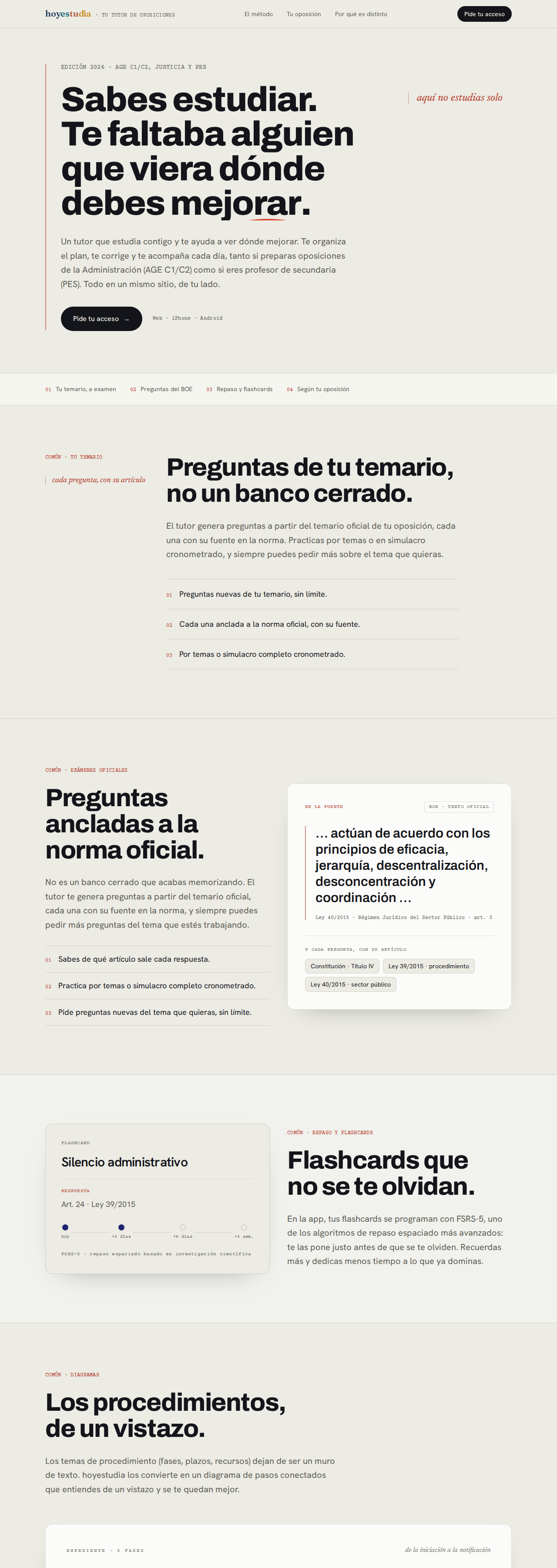 hoyestudia: Preparación de oposiciones asistida por IA. Lanzamiento previsto: julio de 2026.